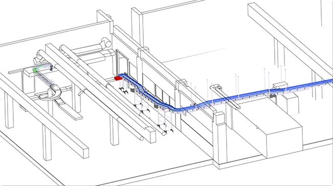 Conveyor layout planning based on a 3D scan